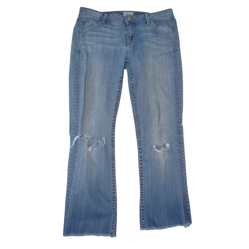 Hudson‎ Midrise Carly Straight Leg Distressed Light Wash Jeans 27 3236